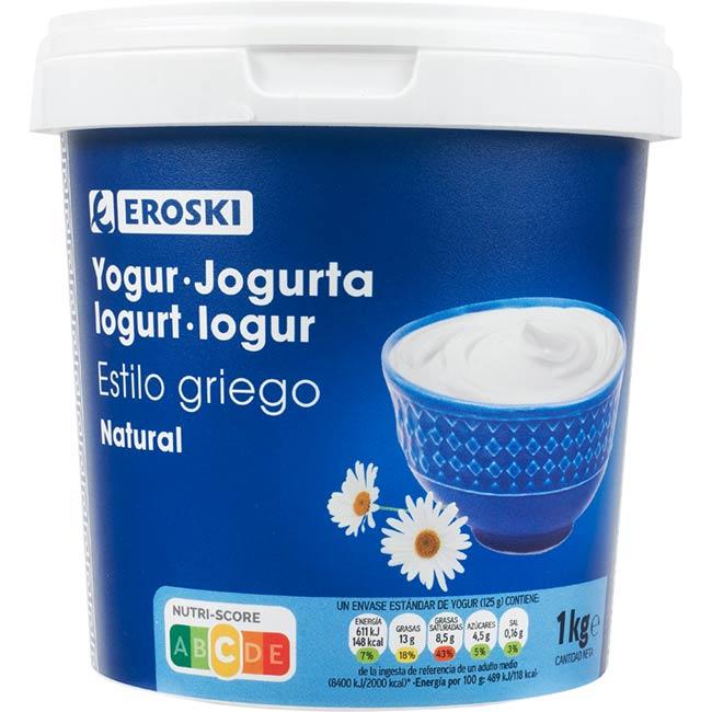 Eroski Yogur griego natural 10% materia grasa EROSKI tarrina 1 kg