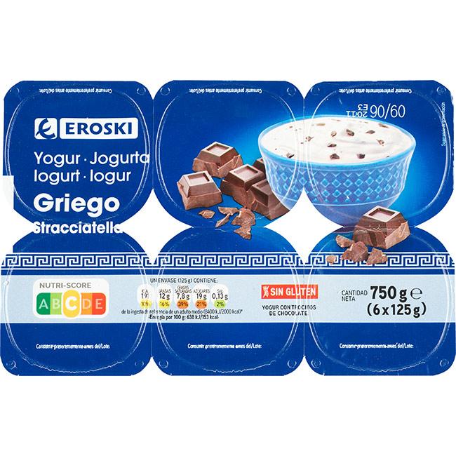 Eroski Yogur Griego Straciattella EROSKI Pack 6x125 G
