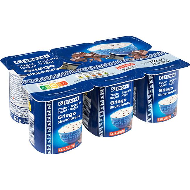 Eroski Yogur griego straciattella EROSKI pack 6x125 g