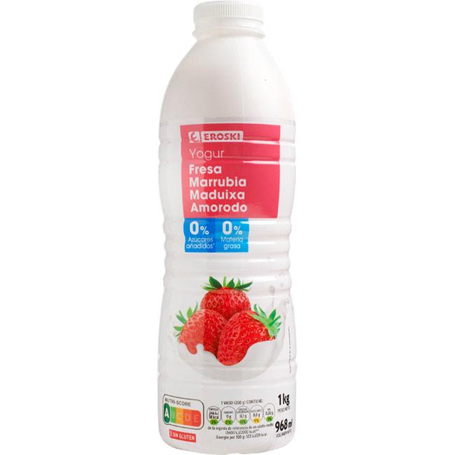 Eroski Yogur líquido 00% sabor fresa EROSKI botella 1 litro