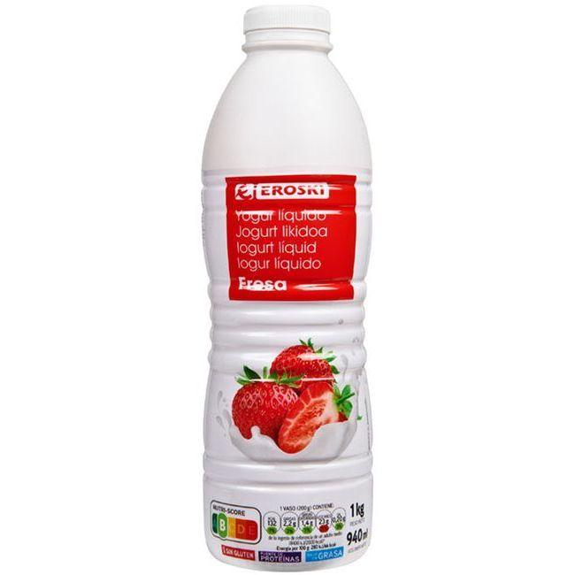 Eroski Yogur líquido sabor fresa EROSKI botella 1 litro