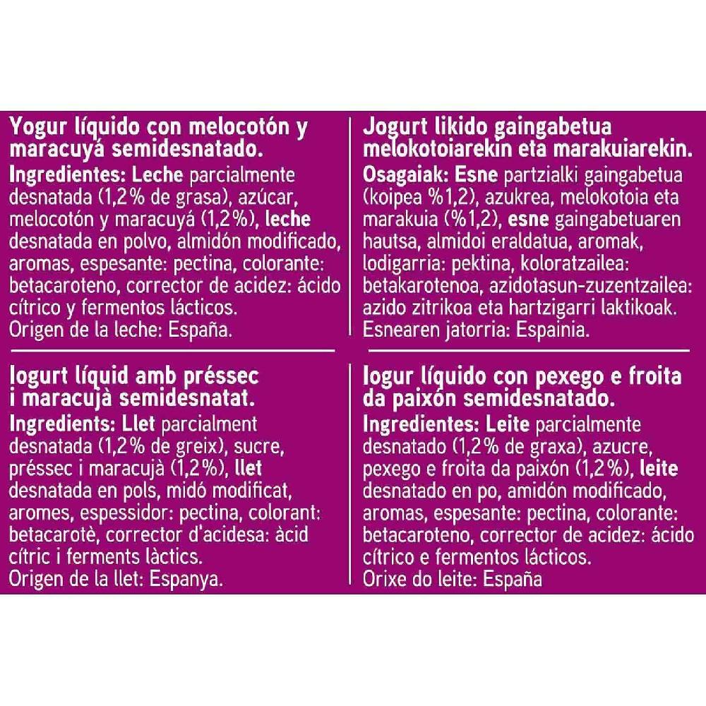 Eroski Yogur Líquido Sabor Melocotón-maracuyá EROSKI Botella 1 Litro