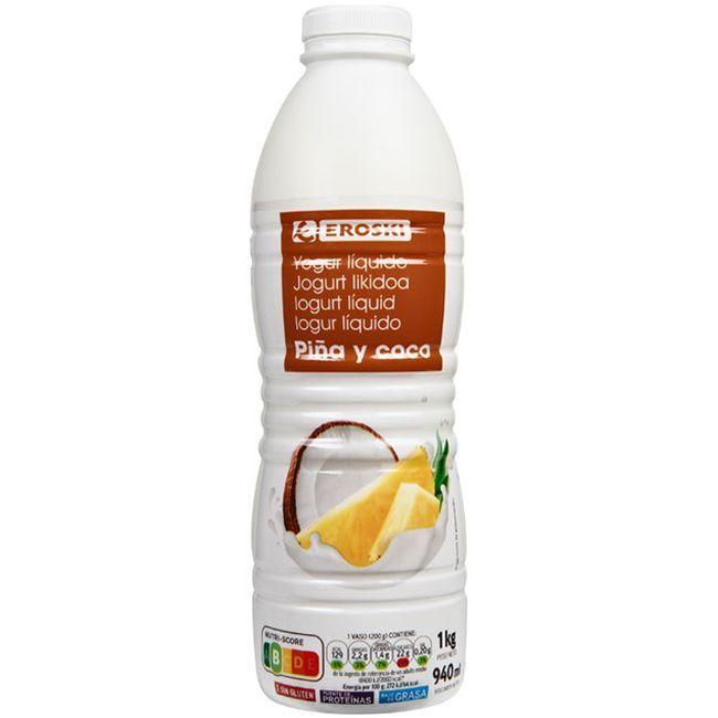 Eroski Yogur líquido sabor piña-coco EROSKI botella 1 litro