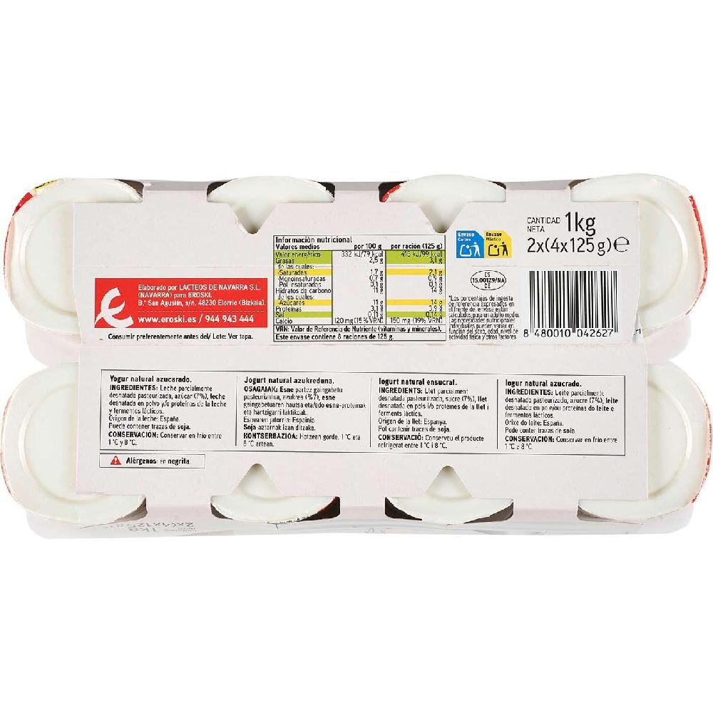 Eroski Yogur Natural Azucarado EROSKI BASIC Pack 8x125 G