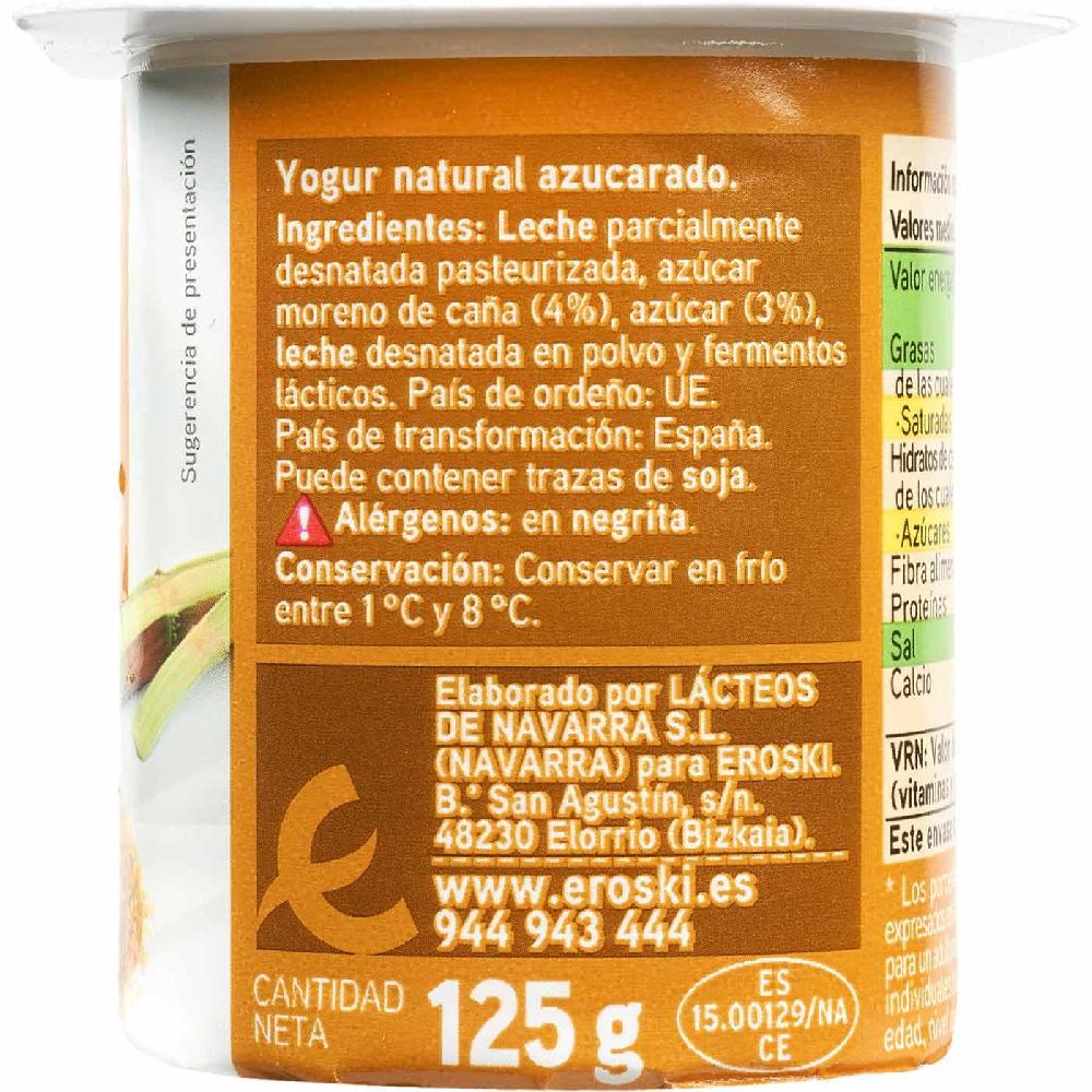 Eroski Yogur Natural Con Azúcar De Caña EROSKI Pack 4x125 G