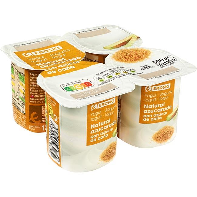 Eroski Yogur natural con azúcar de caña EROSKI pack 4x125 g