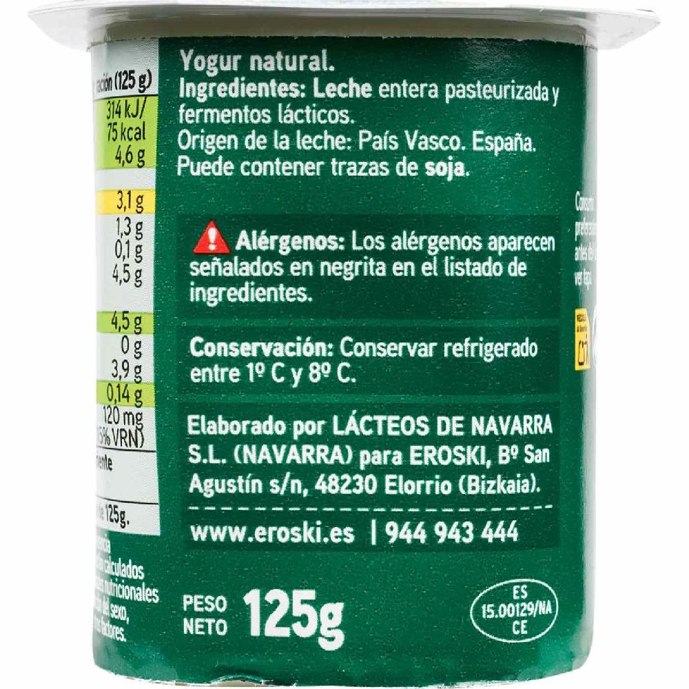 Eroski Yogur Natural País Vasco EROSKI Pack 4x125 G