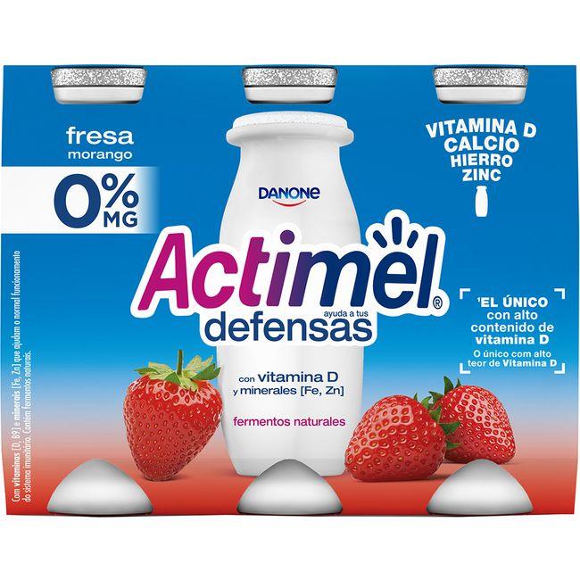 Eroski Yogur Para Beber Sabor Fresa 0% ACTIMEL Pack 6x100 Ml