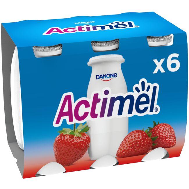 Eroski Yogur para beber sabor fresa ACTIMEL pack 6x100 ml