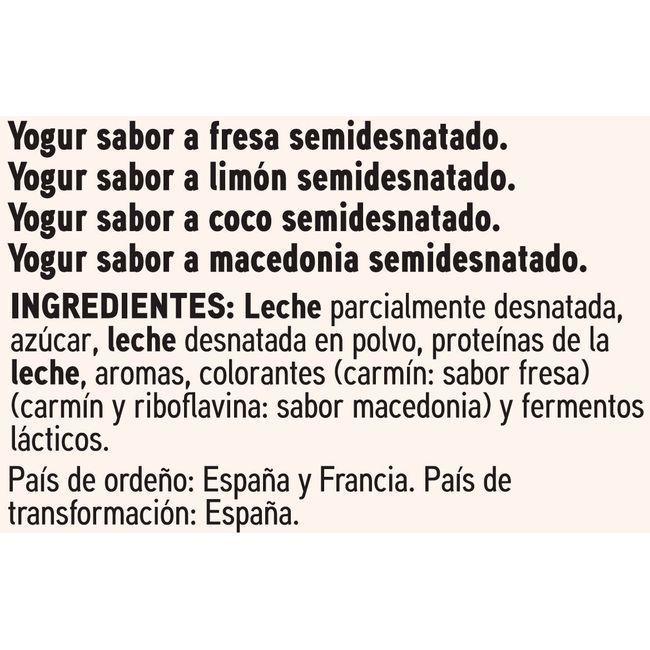 Eroski Yogur Sabor Fresa-limón-coc-maced.EROSKI Basic Pack 12x125g
