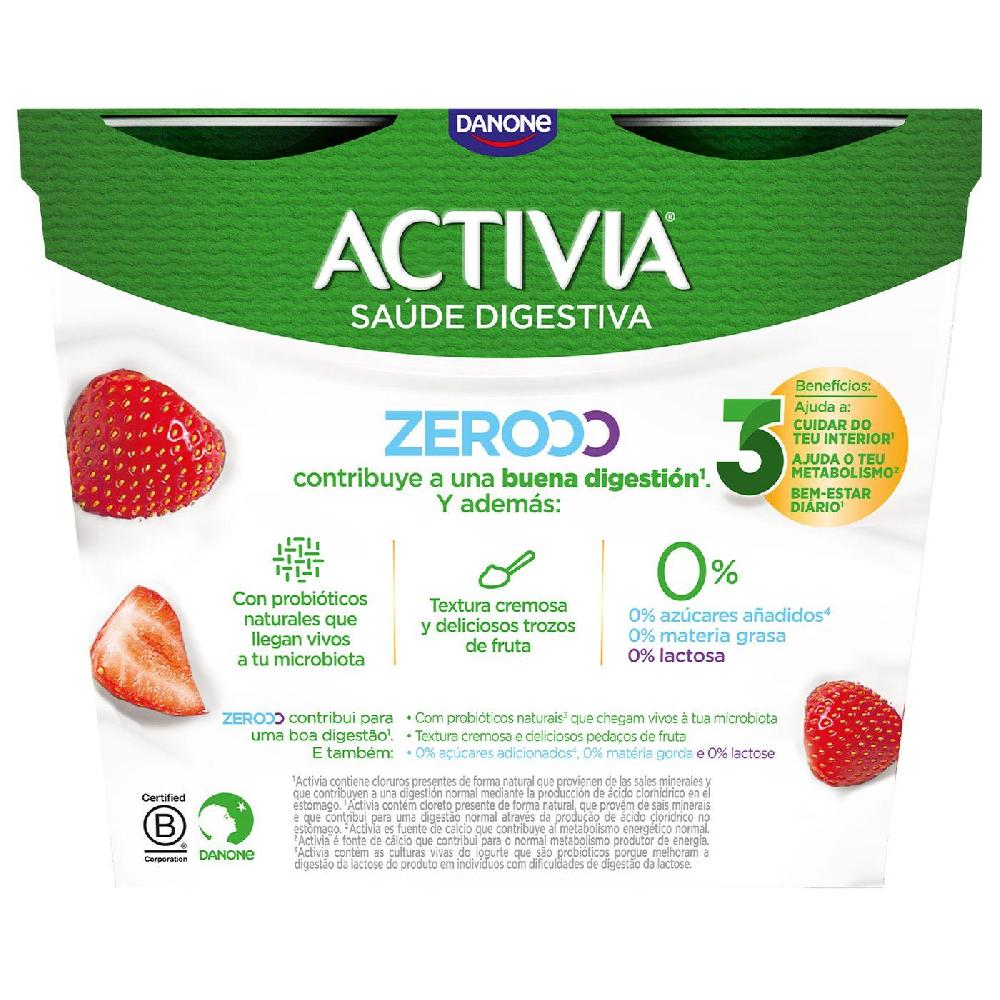 Eroski Yogur Triple Zero De Fresa ACTIVIA Pack 4x120 G