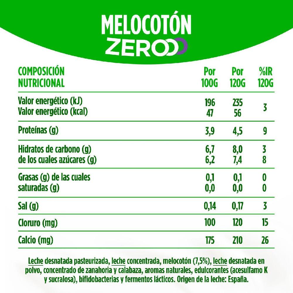Eroski Yogur Triple Zero Melocotón ACTIVIA Pack 4x120 G