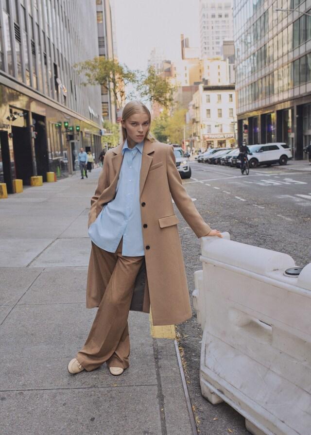 Mango Abrigo Largo Lana Estructura