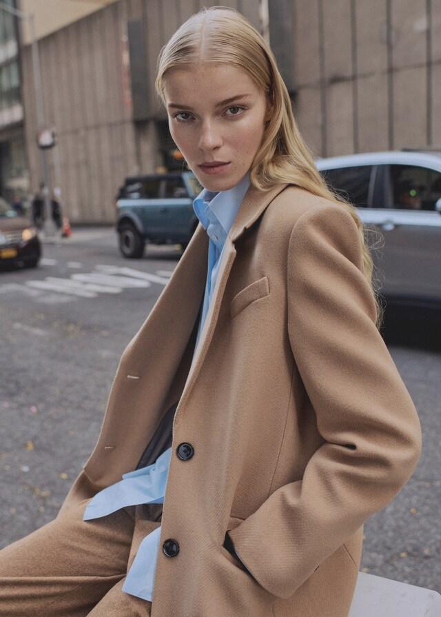 Mango Abrigo Largo Lana Estructura