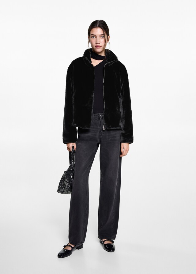 Mango Abrigo Pelo Cremallera