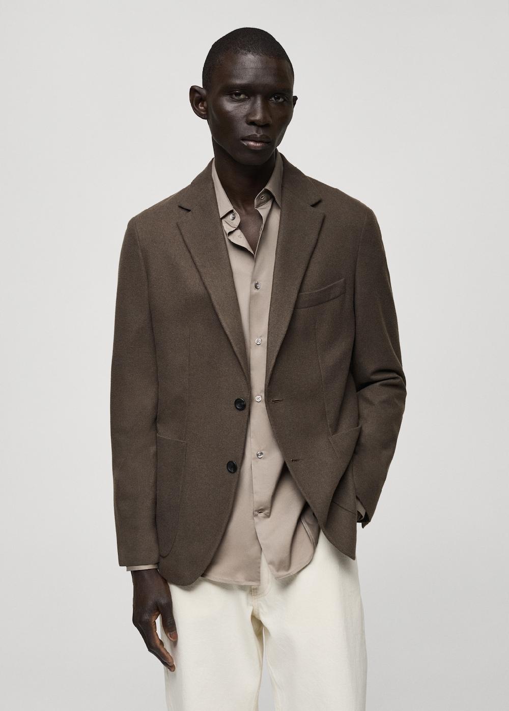 Mango Americana mezcla lana slim fit