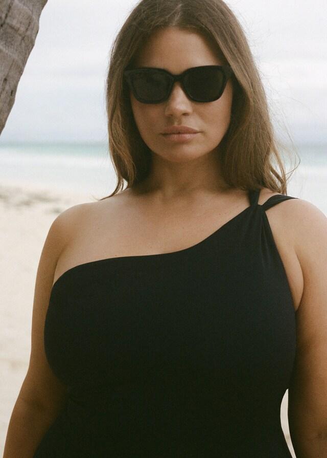 Mango Bañador Asimétrico Detalle Fruncido