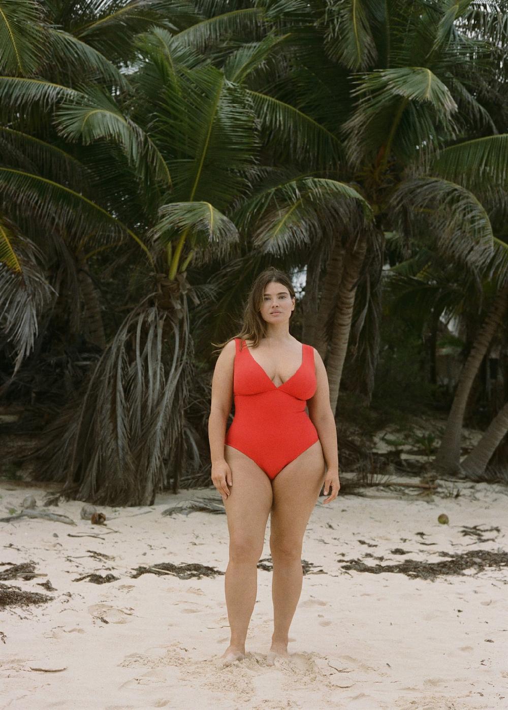 Mango Bañador canalé cuello pico