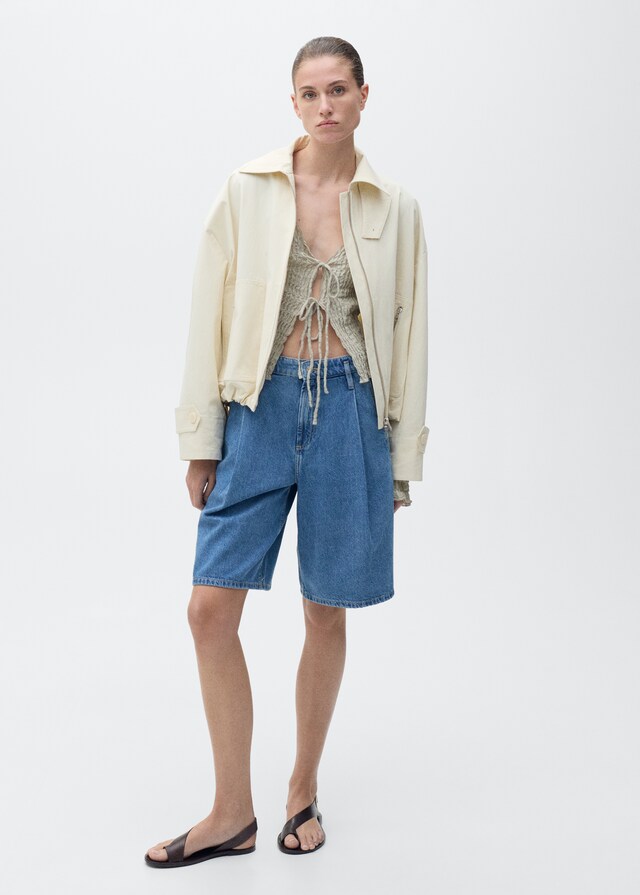 Mango Bermudas Wideleg Pinzas