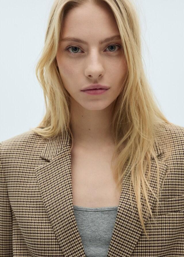 Mango Blazer Recta Micro Pata De Gallo