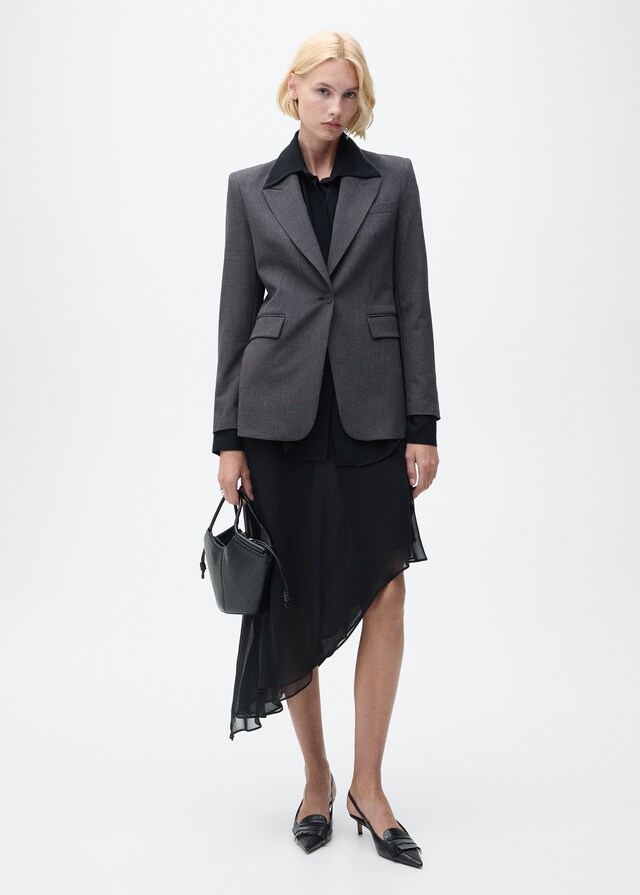 Mango Blazer Recta Micro Pata De Gallo