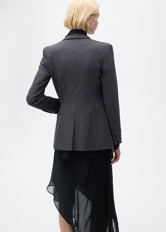 Mango Blazer Recta Micro Pata De Gallo