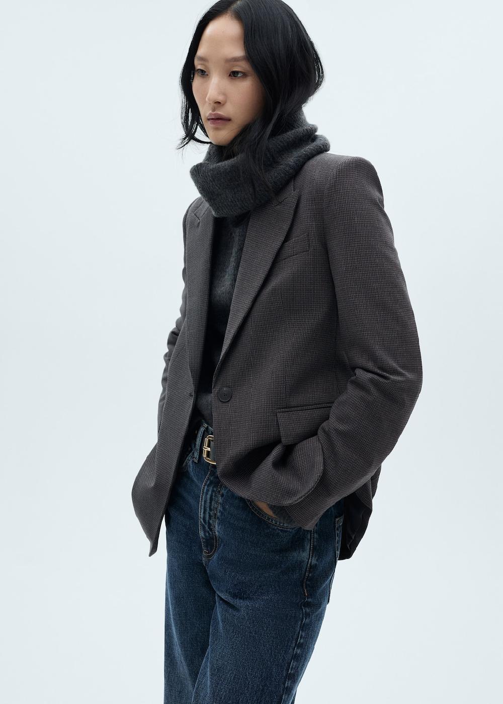 Mango Blazer recta micro pata de gallo