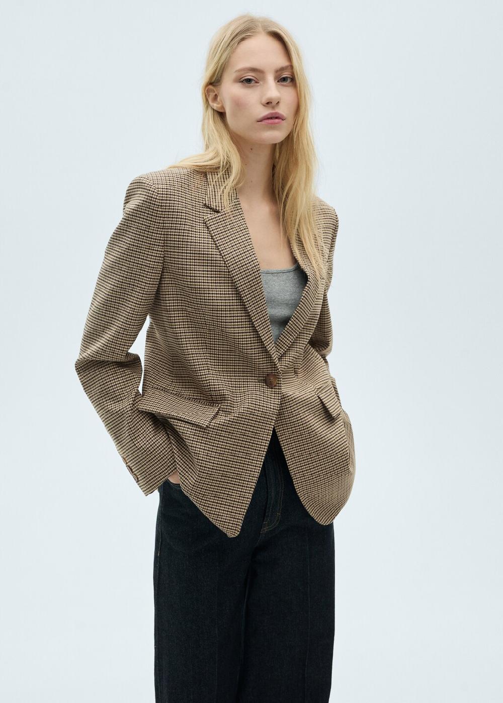 Mango Blazer recta micro pata de gallo