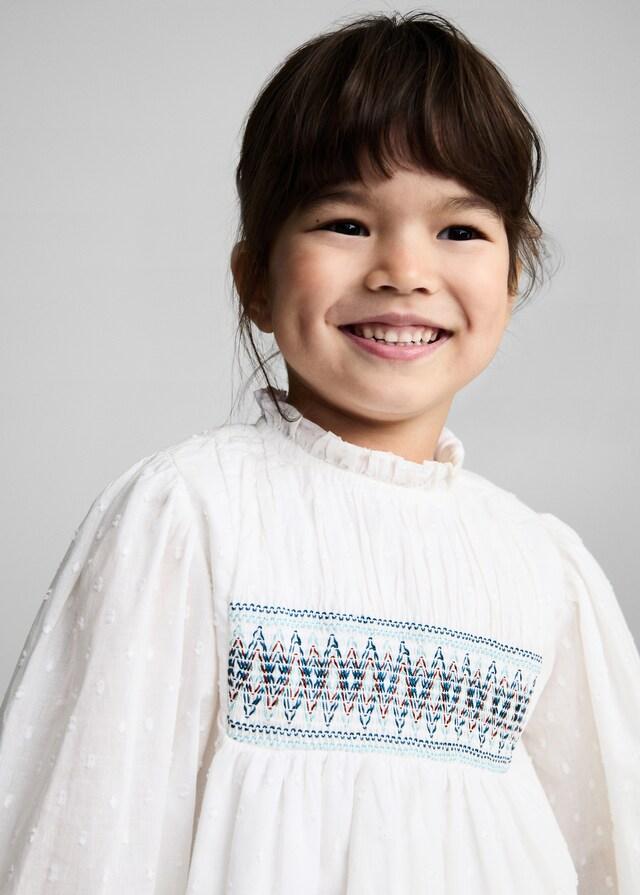 Mango Blusa Algodón Bordados