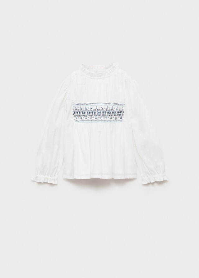 Mango Blusa Algodón Bordados