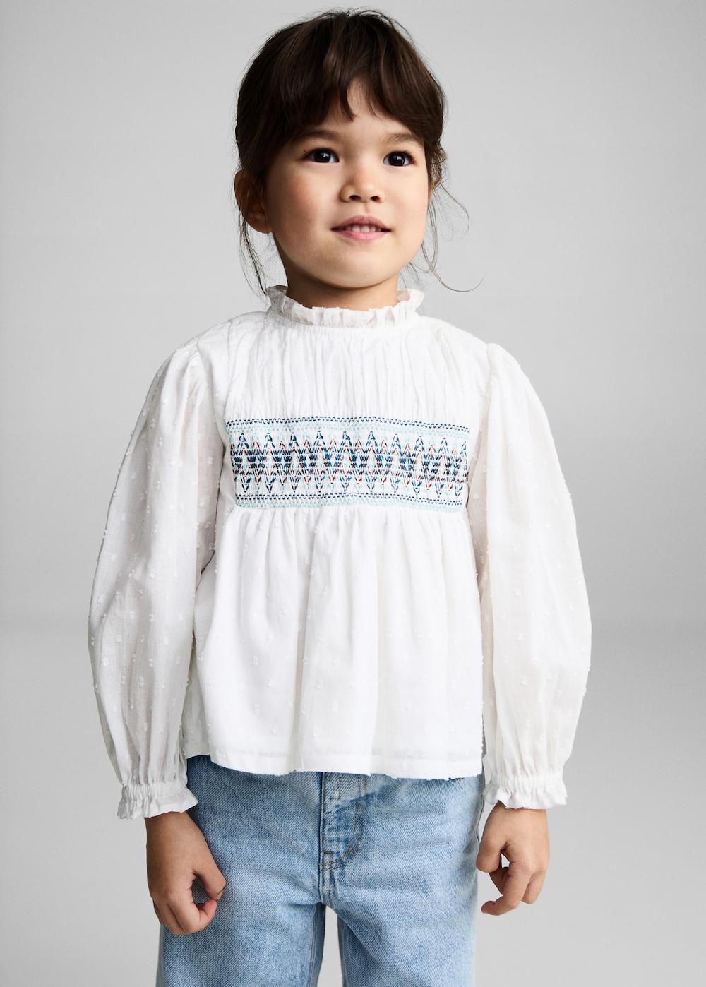 Mango Blusa algodón bordados