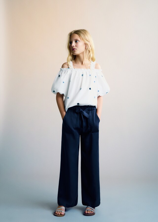 Mango Blusa Algodón Detalles Bordados