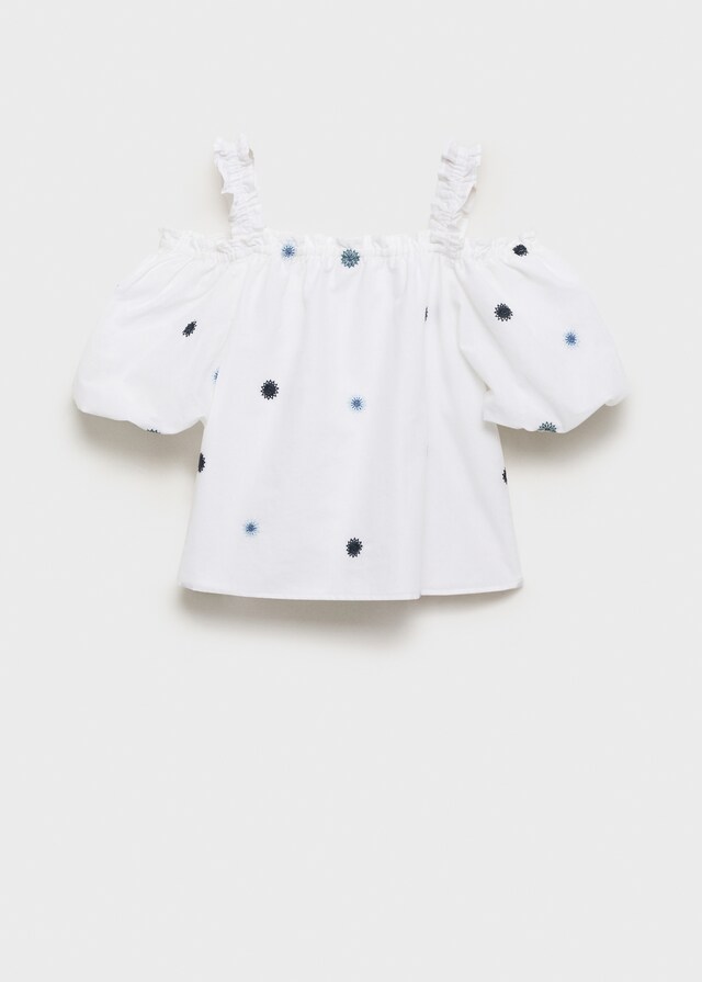 Mango Blusa Algodón Detalles Bordados