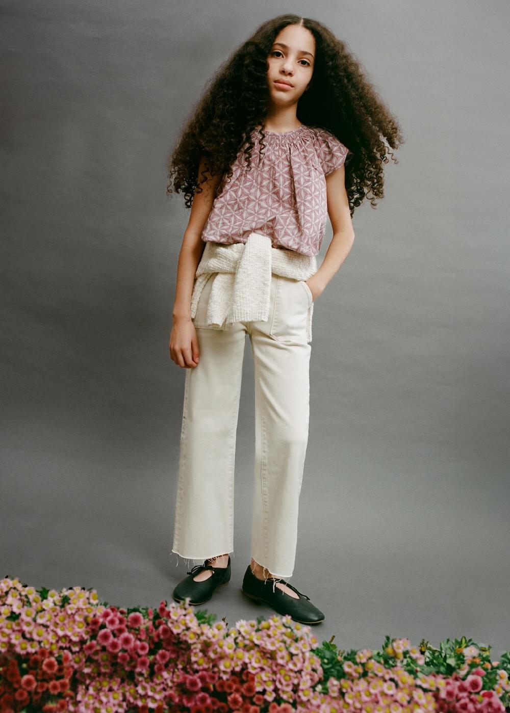 Mango Blusa algodón estampada