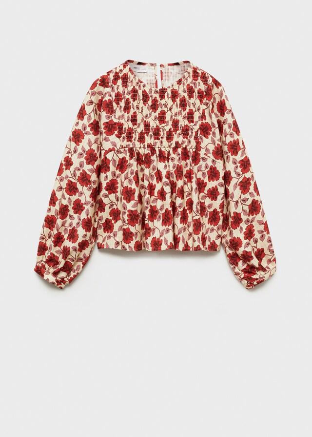 Mango Blusa Algodón Estampado Flores