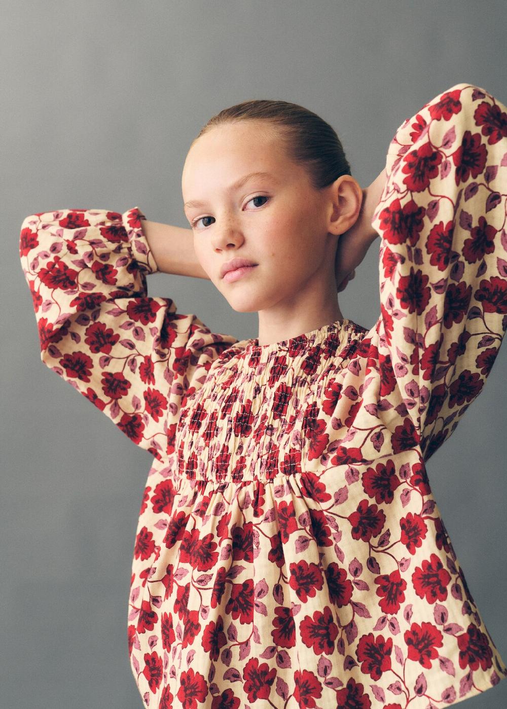 Mango Blusa algodón estampado flores