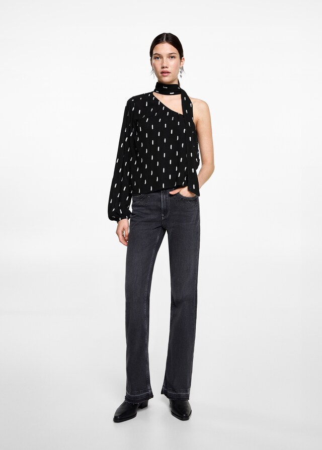 Mango Blusa Asimétrica Estampada