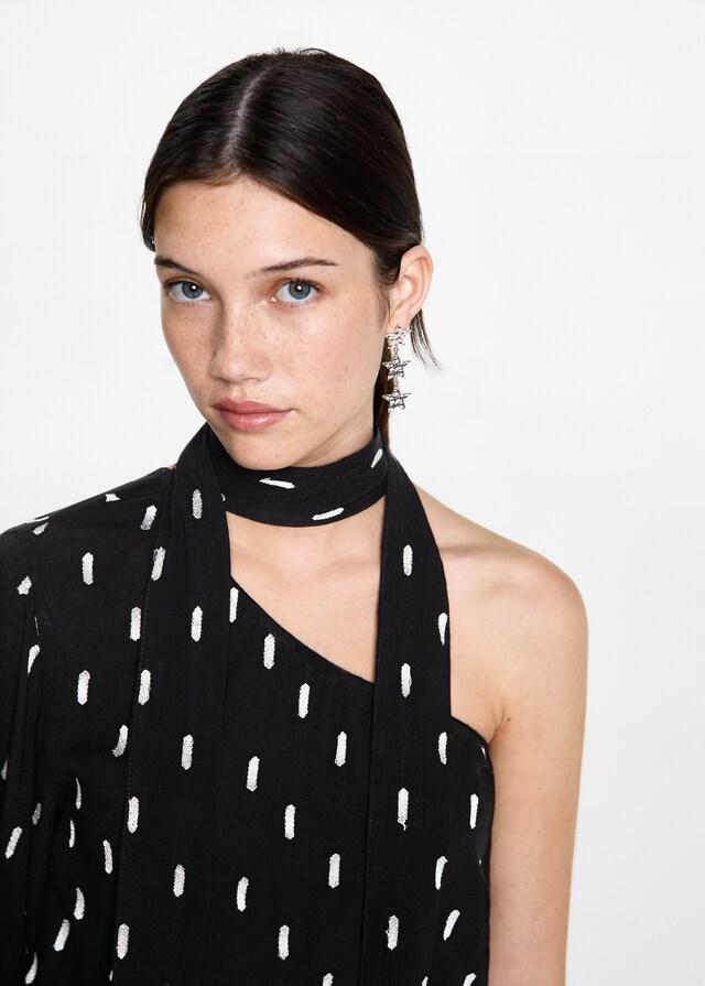 Mango Blusa Asimétrica Estampada