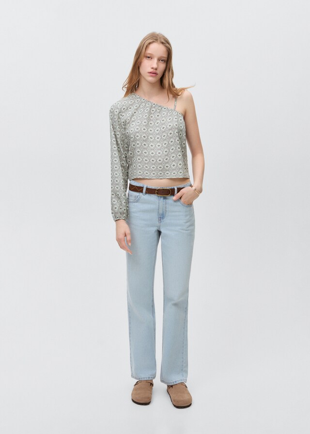 Mango Blusa Asimétrica Estampada