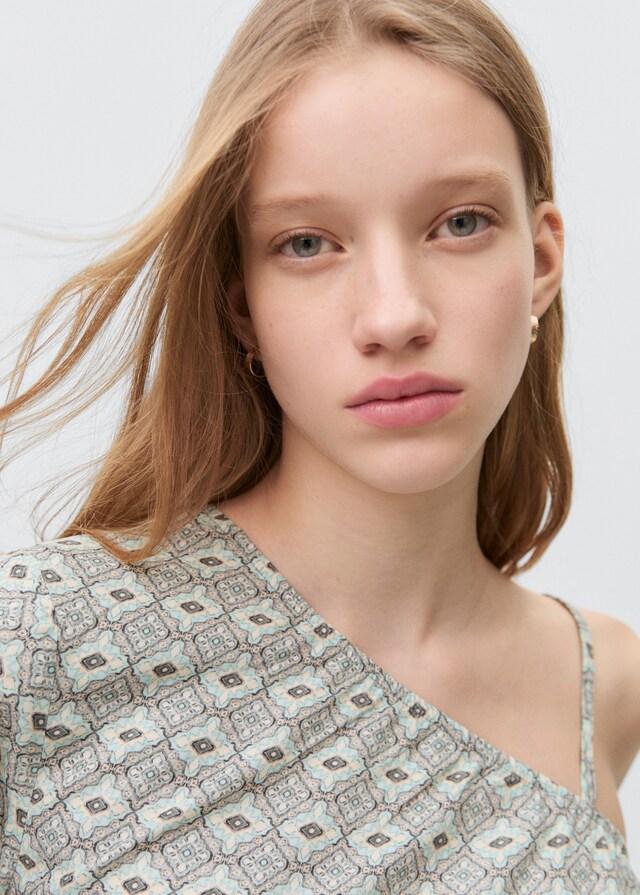 Mango Blusa Asimétrica Estampada