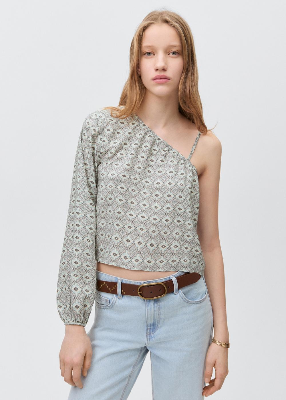 Mango Blusa asimétrica estampada