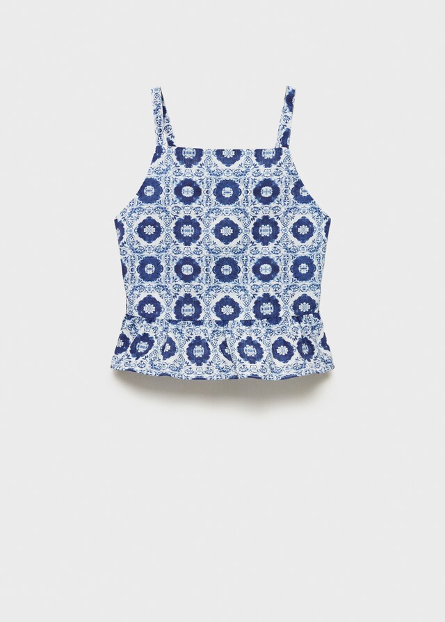 Mango Blusa Estampada Volante