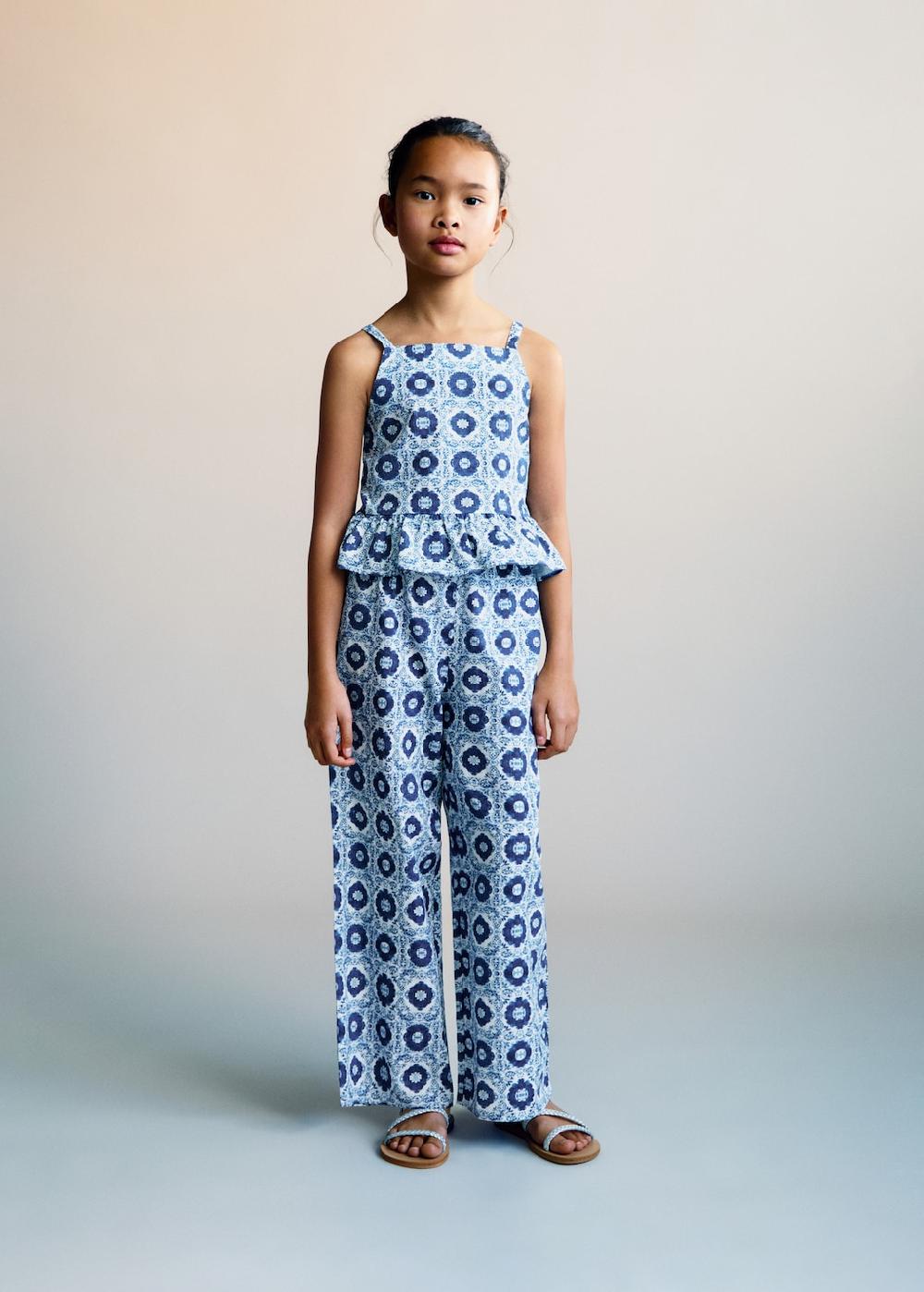 Mango Blusa estampada volante