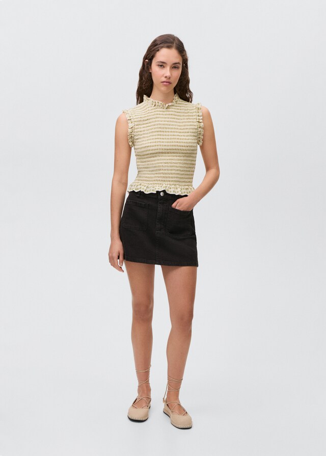 Mango Blusa Estampada Volantes