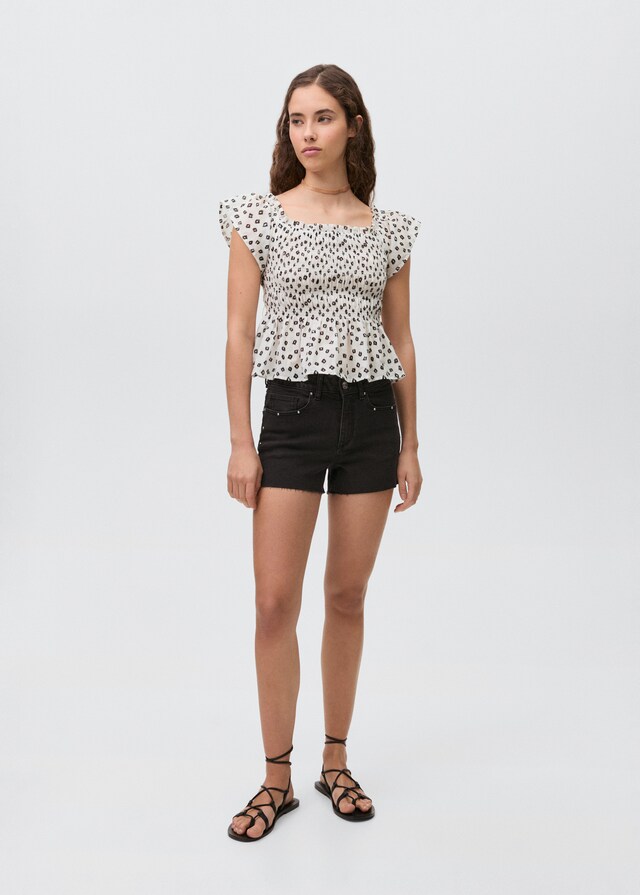 Mango Blusa Estampada Volantes