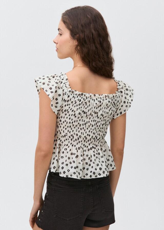 Mango Blusa Estampada Volantes