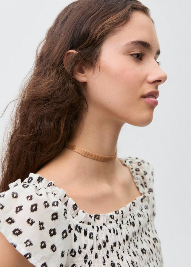 Mango Blusa Estampada Volantes