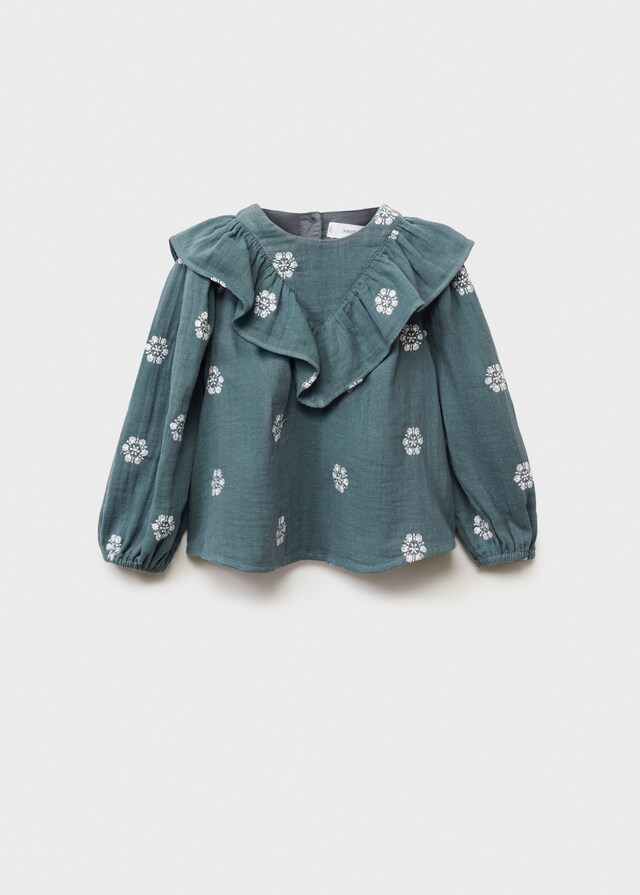 Mango Blusa Estampada Volantes