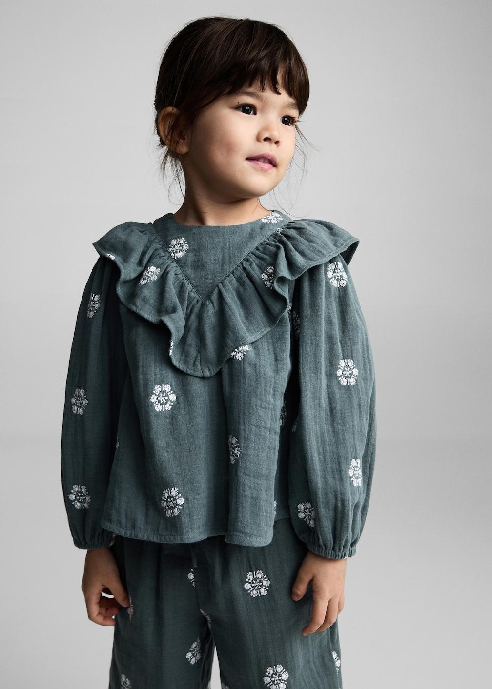 Mango Blusa estampada volantes