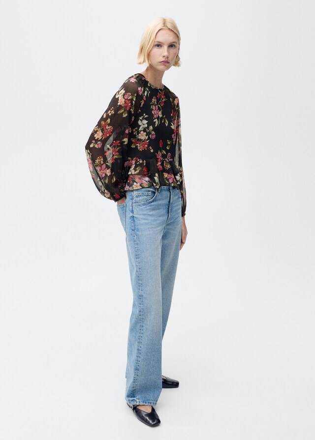 Mango Blusa Floral Volantes